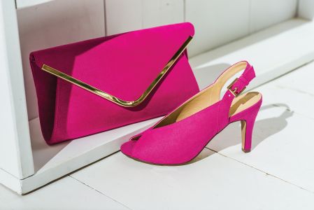 fuschia pink heels and bag