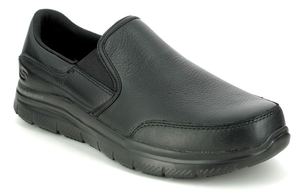skechers leather slip on shoes