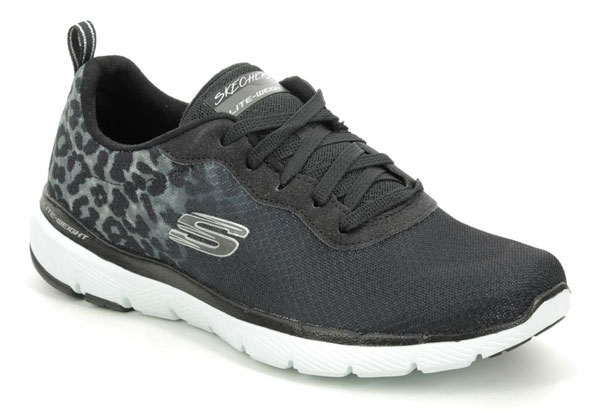 black and animal print trainers