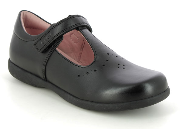 Geox Naimara T Bar Girls Leather School Shoes
