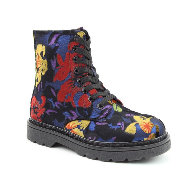 Heavenly Feet Biker Boots - Blue - AB0003831/99 JUSTINA 2 FLORAL