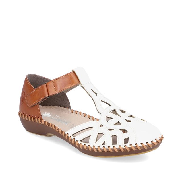 Rieker Closed Toe Sandals - White-tan - M1678-80 VALLZEB