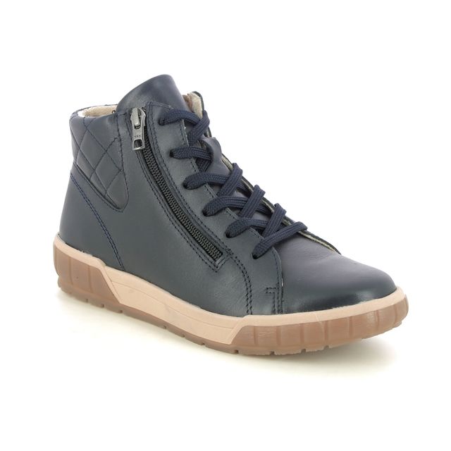 Begg Exclusive Hi Tops - Navy leather - 13651131W/71 ARDA   ZIP HI