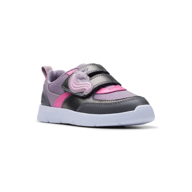 Clarks Toddler Girls Trainers - Purple multi - 764576F ATH SHIMMER K