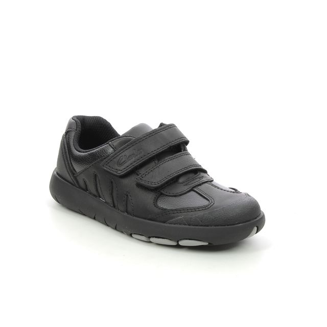 Clarks Scape Flare Y Black leather Kids Boys Shoes 4940-98H