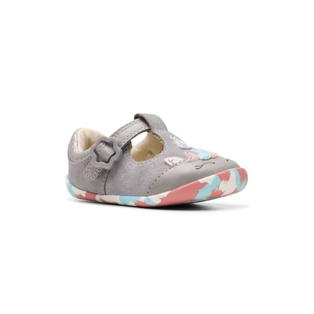 Clarks Girls First And Baby Shoes - Grey leather - 784067G ROAMER MYTH TB