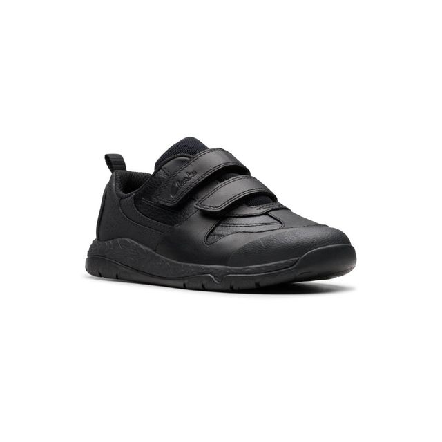 Clarks Boys Casual Shoes - Black leather - 782897G STEGGY PACE 2V