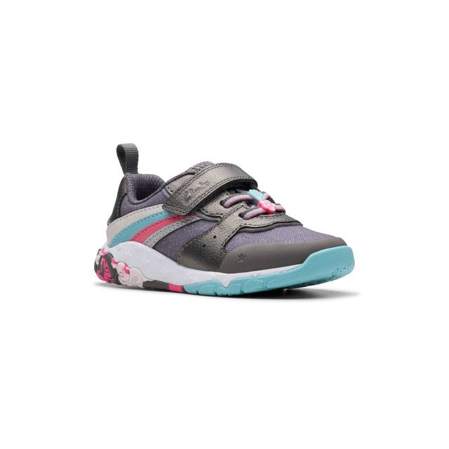 Clarks Toddler Girls Trainers - Silver multi - 793106F TIDAL STAR T