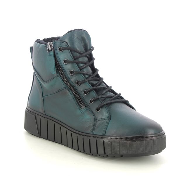 Creator Lace Up Boots - Turquoise Leather - B3421A/94 LINETTE LACE ZIP