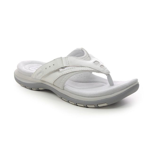 Earth Spirit Toe Post Sandals - WHITE LEATHER - 41085/61 JULIET 2