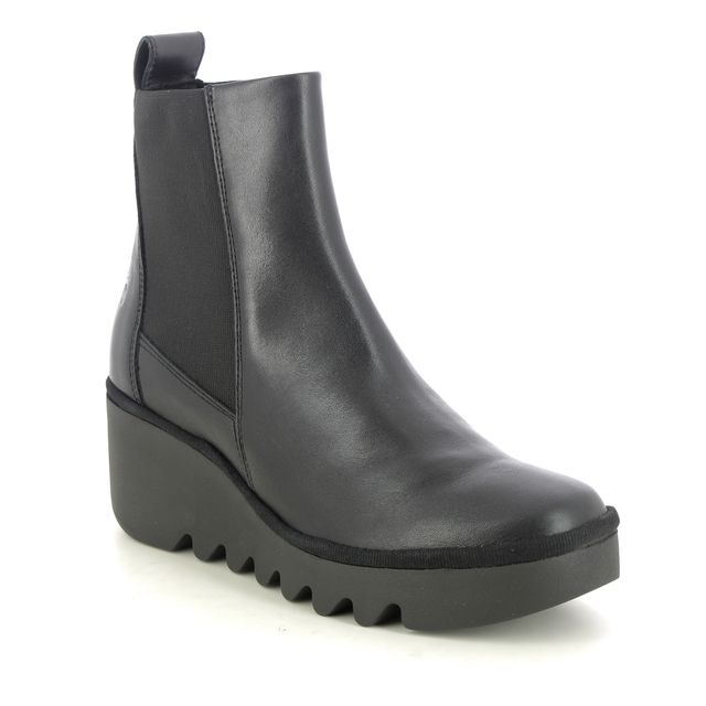 Fly London Wedge Boots - Black leather - P501233 BAGU   BLU