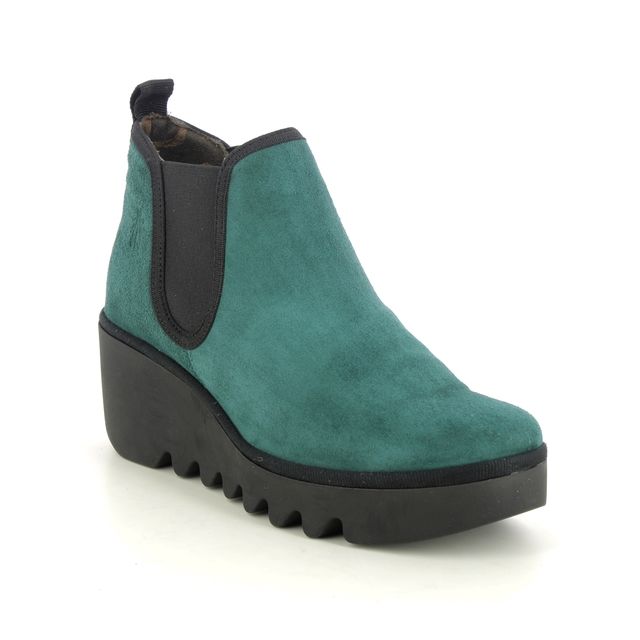 Fly London Wedge Boots - Petrol Suede - P501349 BYNE   BLU