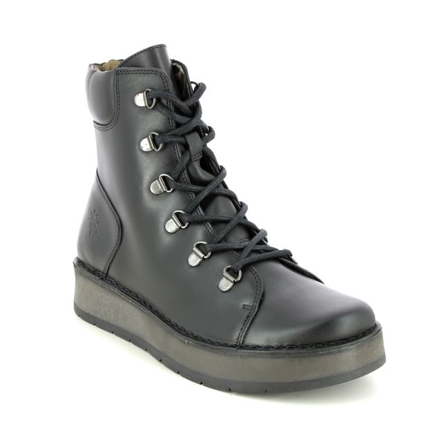 Fly London Lace Up Boots - Black leather - P211094 ROXY   RAVI