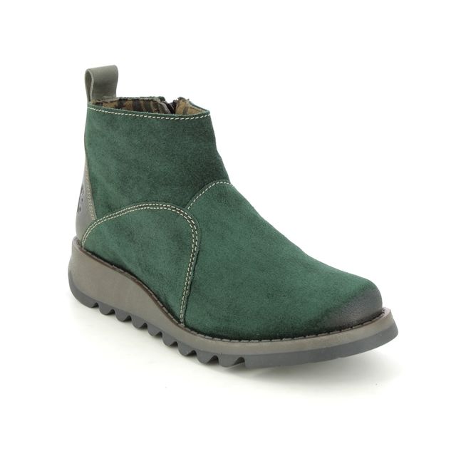 Fly London Sely Sminx Green Suede Womens ankle boots P144918-003