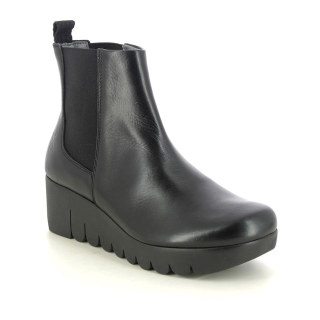 Fly London Wedge Boots - Black leather - P145177 VAZE VIOLET LBC