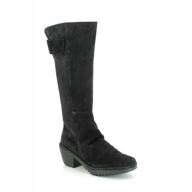 Fly London Waki Black Suede Womens knee-high boots P501085-001