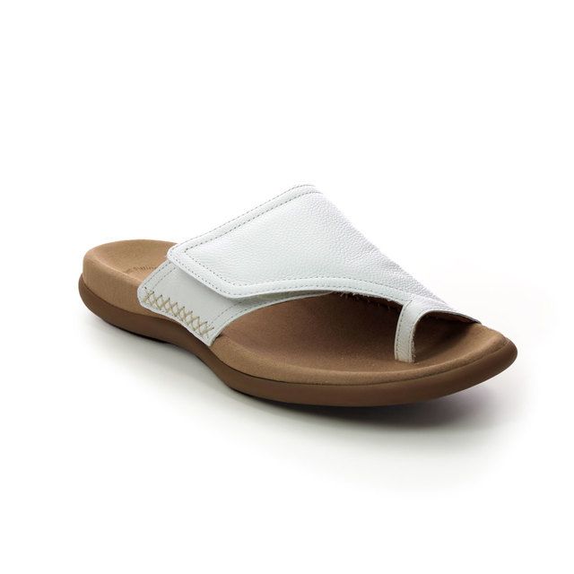 Gabor Enjoyment WHITE LEATHER Womens Toe Post Sandals 23.708.21