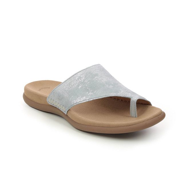 Gabor Lanzarote Silver metallic Womens Toe Post Sandals 23.700.66