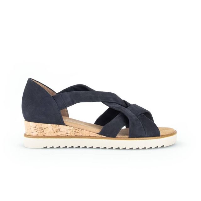 Gabor Wedge Sandals - Navy Nubuck - 62.782.36 TRUTH BACK-IN