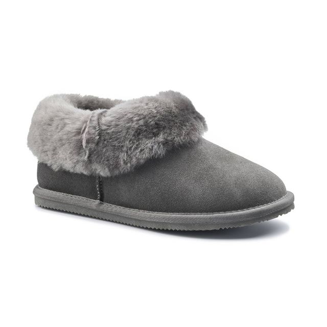 Hotter Slippers - Grey Suede - 3931/03 HUG SHEEPSKIN