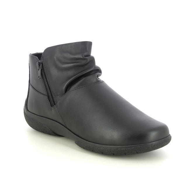 Hotter Ankle Boots - Black leather - 15322/31 MURMUR EX WIDE