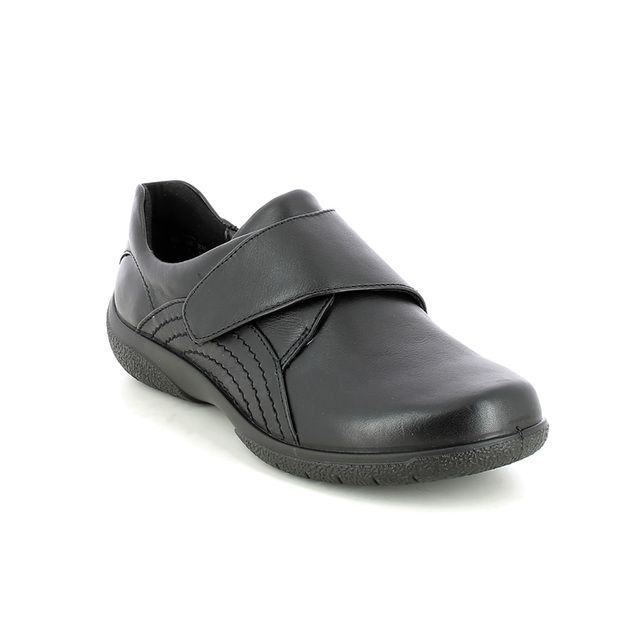 Hotter Comfort Slip On Shoes - Black leather - 9511/30 SUGAR  2 WIDE