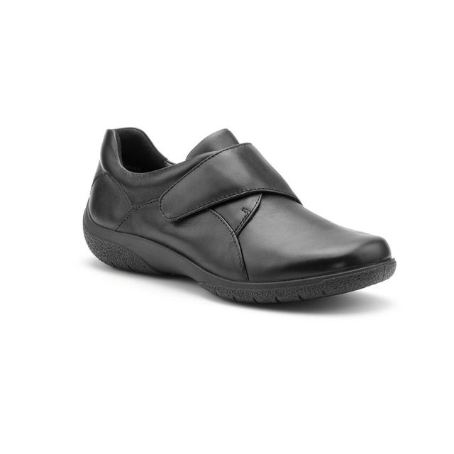 Hotter Comfort Slip On Shoes - Black leather - 9511/30 SUGAR  2 WIDE