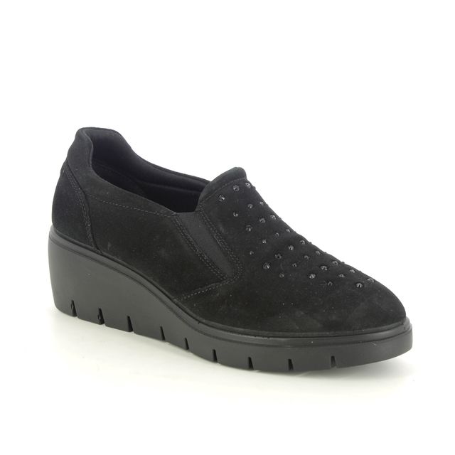 IMAC Wedge Shoes - Black Suede - 5250/7150011 JENIFER SLIP ON