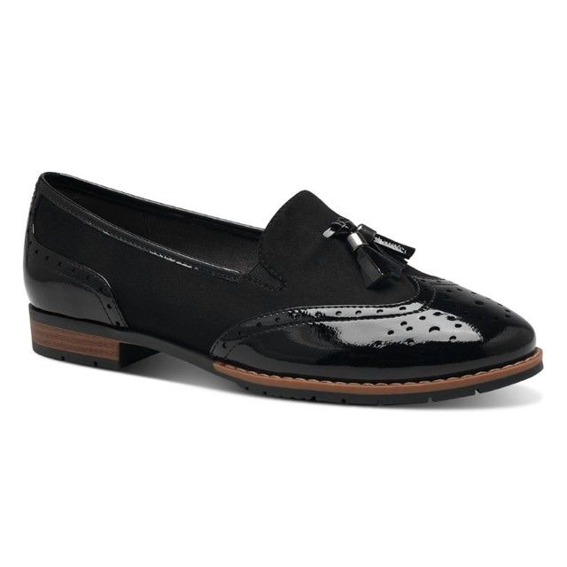 Jana Loafers - Black patent suede - 74260/41001 TASSLE WIDE