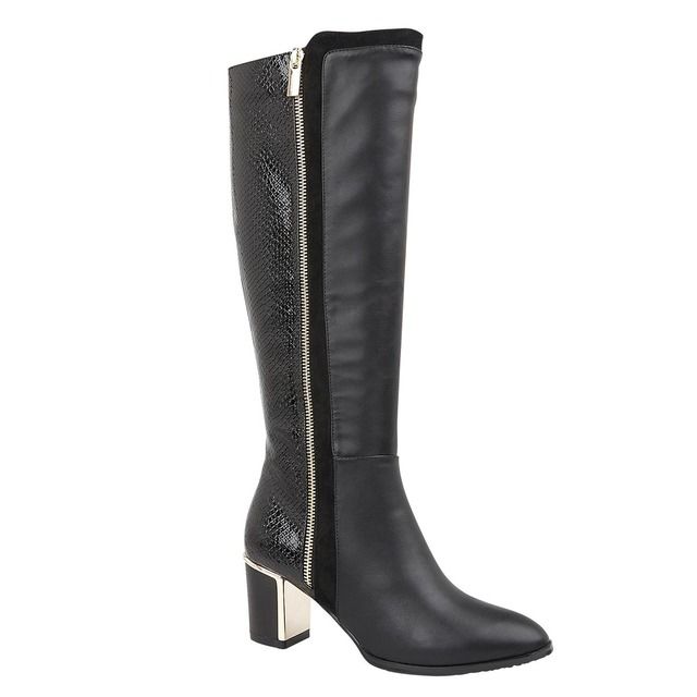 lotus black knee high boots