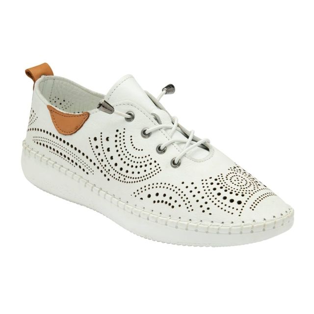 Lotus Tassia Katya WHITE LEATHER Womens lacing shoes