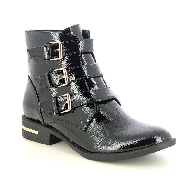 Lotus Heeled Boots - Black patent - ULB926/42 VALENCIA LAUREL