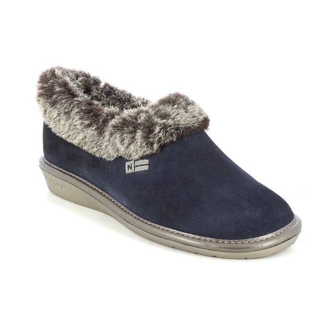 Nordikas Slippers - Navy suede - 1358/4O TOASTY FUR