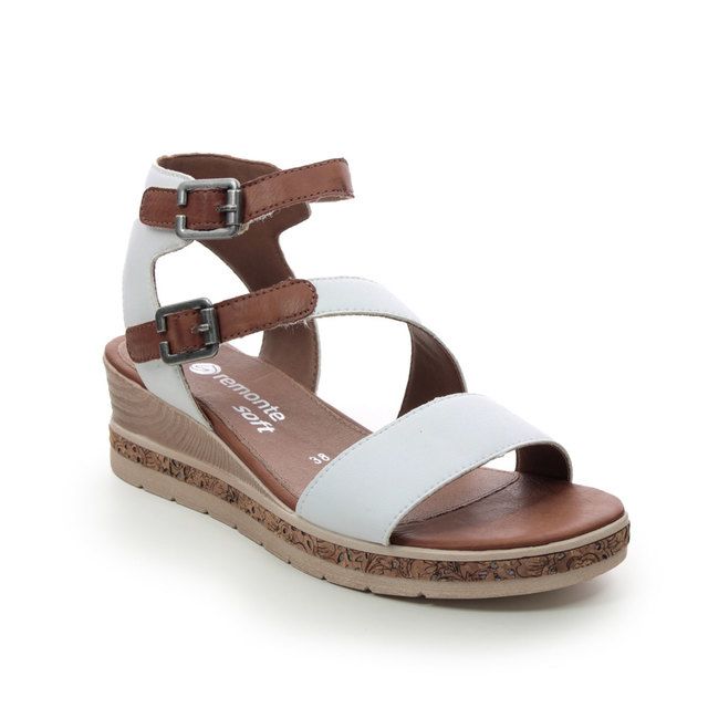 Remonte Gladiator Sandals - White nubuck - D3052-80 BOUSTRAP WEDGE