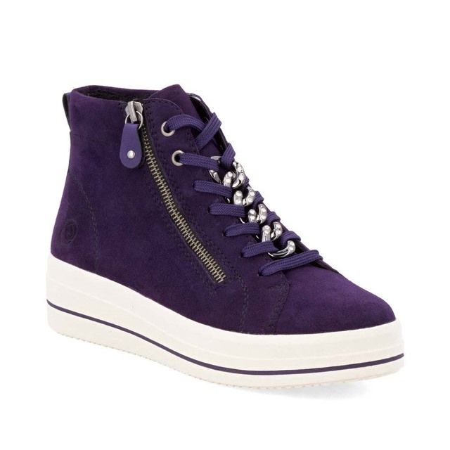 Remonte Hi Tops - Aubergine Suede - D1C70-30 DOLLA FLATFORM