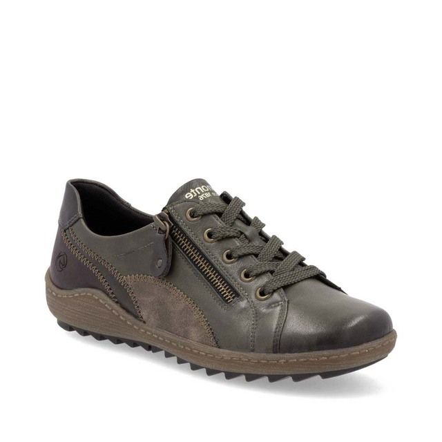 Remonte Lacing Shoes - Khaki Leather - R1439-52 ZIGPATCH TEX