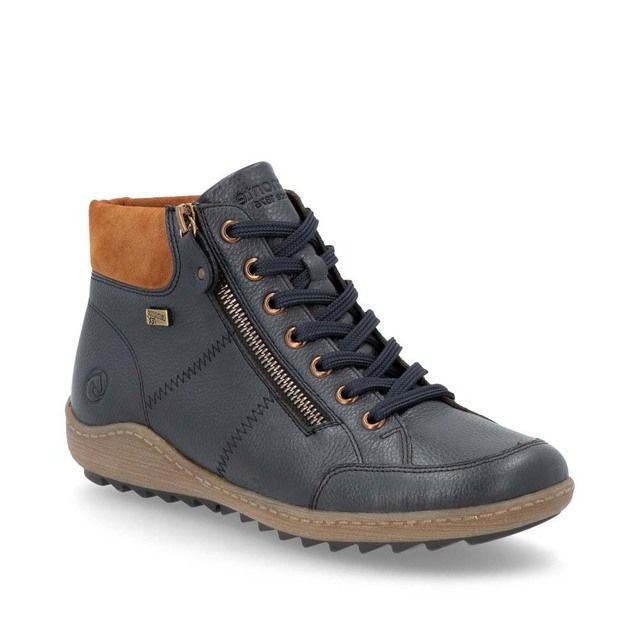 Remonte Hi Tops - Navy Leather - R1457-14 ZIGZIP HI TEX