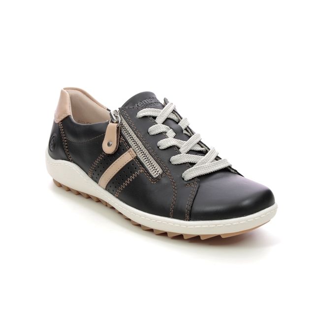 Remonte R1432-01 Zigzip 1 Black leather Womens lacing shoes