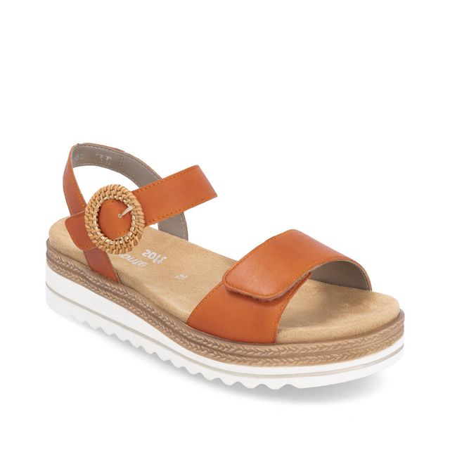 Remonte Wedge Sandals - Orange Leather - D0Q52-38 BILY   FLATFORM