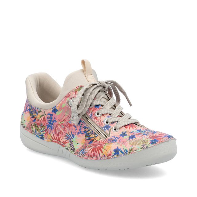 Rieker Lacing Shoes - Pink Floral - 52567-90 FUNZI READY