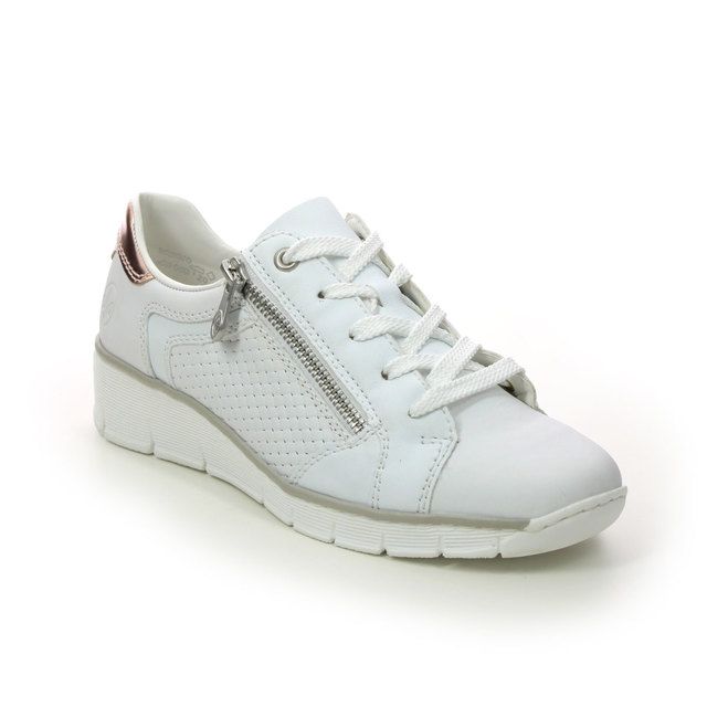 Rieker 53703-80 WHITE LEATHER lacing shoes