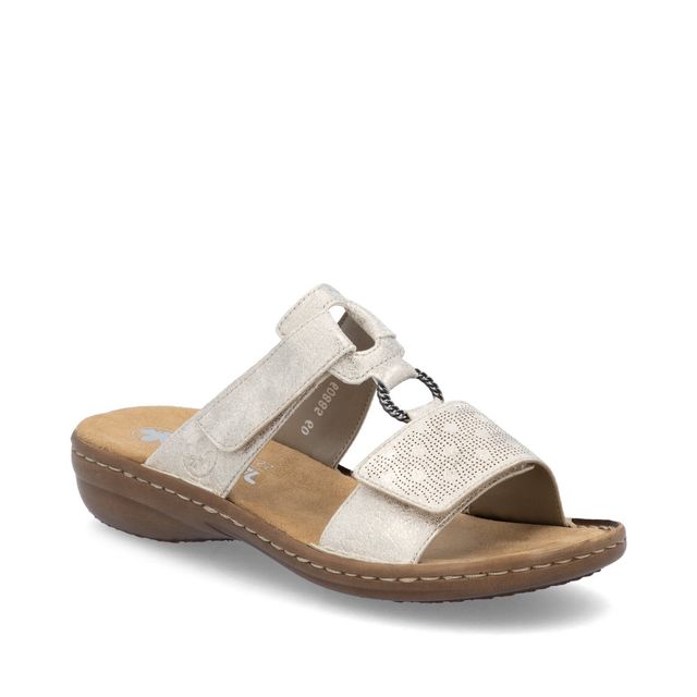 Rieker Slide Sandals - Off White Gold - 60885-60 REGITUVEL