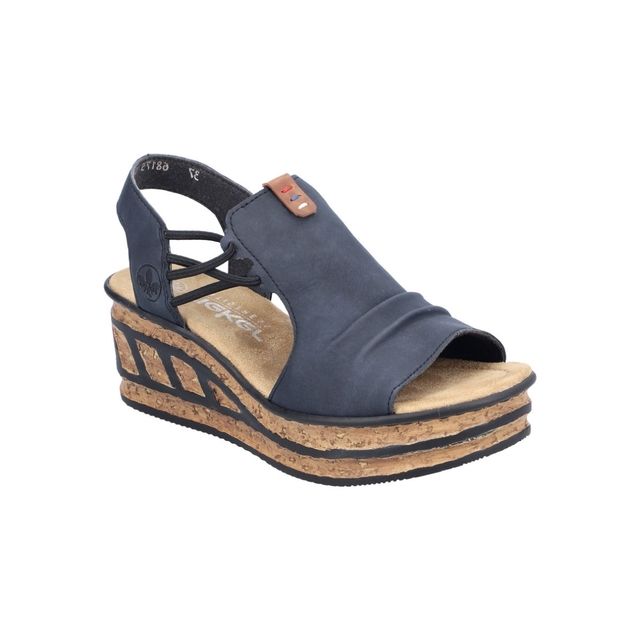 Rieker 68175-14 Navy Womens Wedge Sandals