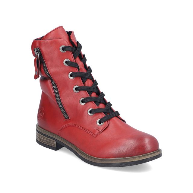 Rieker Lace Up Boots - Red - 72212-35 PEERZIP