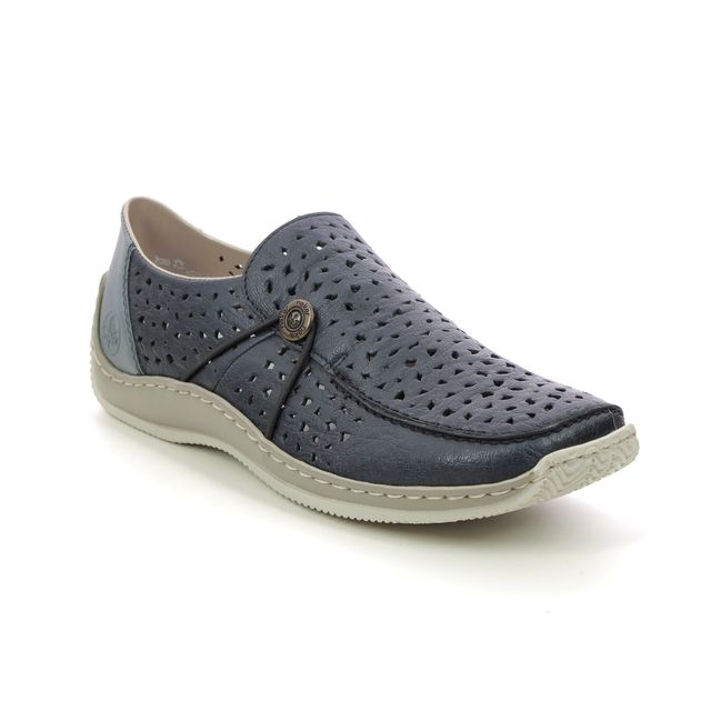 Rieker Comfort Slip On Shoes - Navy leather - L1766-14 CELIAPERF