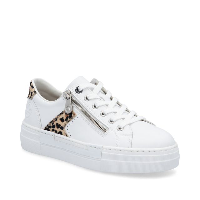 Rieker Trainers - White Leopard - N4924-81 LIMAGE ZIP