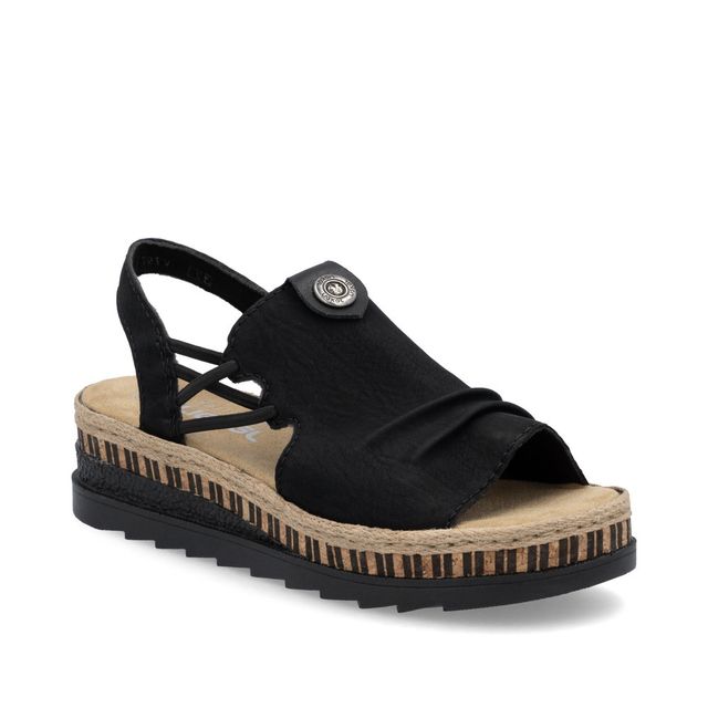 Rieker Flat Sandals - Black - V7972-00 RAFFA KORSLI