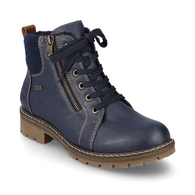 Rieker Lace Up Boots - Navy - Y9105-14 INDAZIP TEX