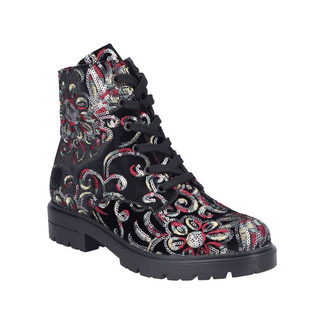 Rieker Biker Boots - Black floral - Z2841-90 ROCLAND