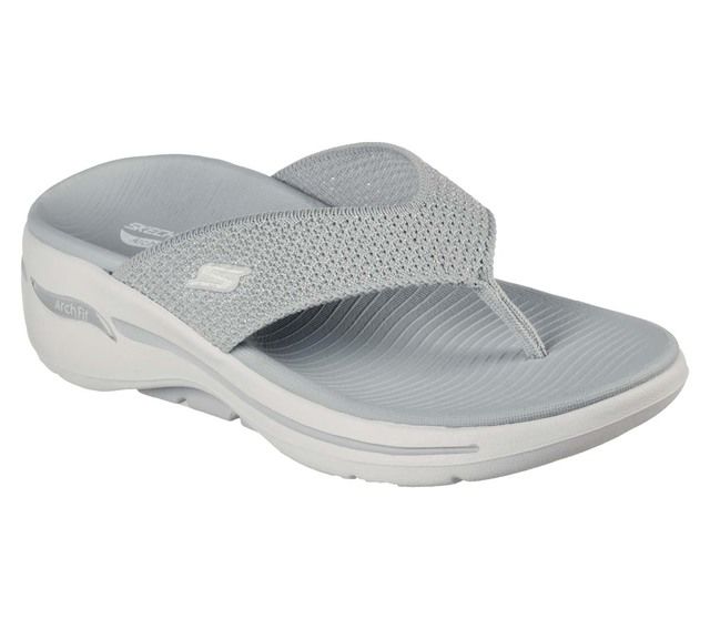 Skechers Arch Fit Go Walk Toe Post Grey Womens Toe Post Sandals 140269